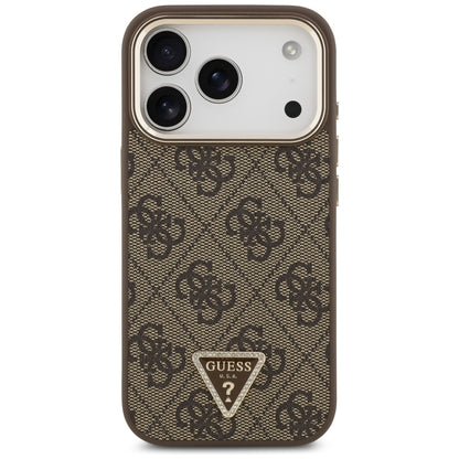 Coque MagSafe pour Apple iPhone 18 Pro / 17 Pro, Guess, Logo Triangle 4G, Marron
