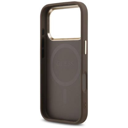 Coque MagSafe pour Apple iPhone 18 Pro / 17 Pro, Guess, Logo Triangle 4G, Marron