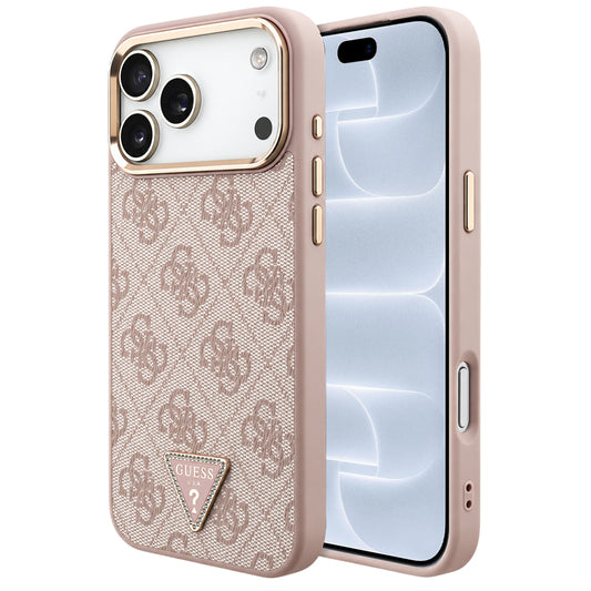 Custodia MagSafe per Apple iPhone 18 Pro / 17 Pro, Guess, Logo Triangolo 4G, Rosa Dorato