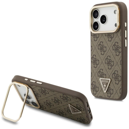 Custodia MagSafe per Apple iPhone 18 Pro / 17 Pro, Guess, 4G Triangle Logo & Stand Camera, Marrone