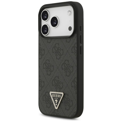 Custodia MagSafe per Apple iPhone 18 Pro / 17 Pro, Guess, 4G Triangle Strass, Nera