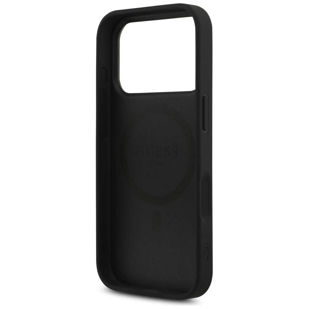 Custodia MagSafe per Apple iPhone 18 Pro / 17 Pro, Guess, 4G Triangle Strass, Nera