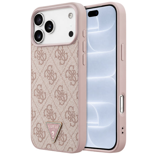 MagSafe-Hülle für Apple iPhone 18 Pro / 17 Pro, Guess, 4G Triangle Strass, Rosa