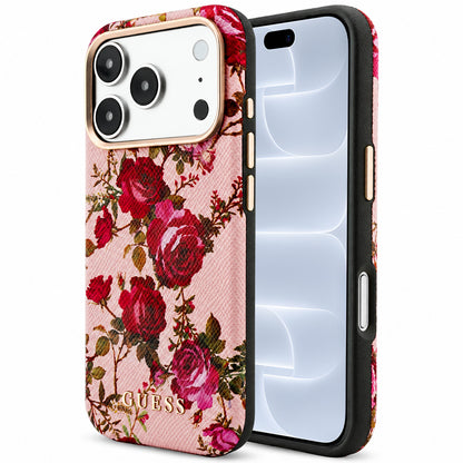 Custodia MagSafe per Apple iPhone 18 Pro / 17 Pro, Guess, Blossom Roses Print, Rosa