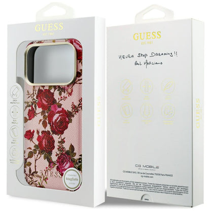 Custodia MagSafe per Apple iPhone 18 Pro / 17 Pro, Guess, Blossom Roses Print, Rosa