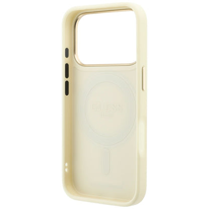 Coque MagSafe pour Apple iPhone 18 Pro / 17 Pro, Guess, Grained Ring Stand 360 Classic, beige