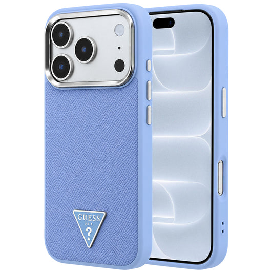 Custodia MagSafe per Apple iPhone 18 Pro / 17 Pro, Guess, Logo Triangolo Granulato, Blu