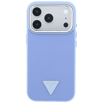 Coque MagSafe pour Apple iPhone 18 Pro / 17 Pro, Guess, Logo Triangle Grainé, Bleu