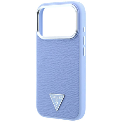 Coque MagSafe pour Apple iPhone 18 Pro / 17 Pro, Guess, Logo Triangle Grainé, Bleu