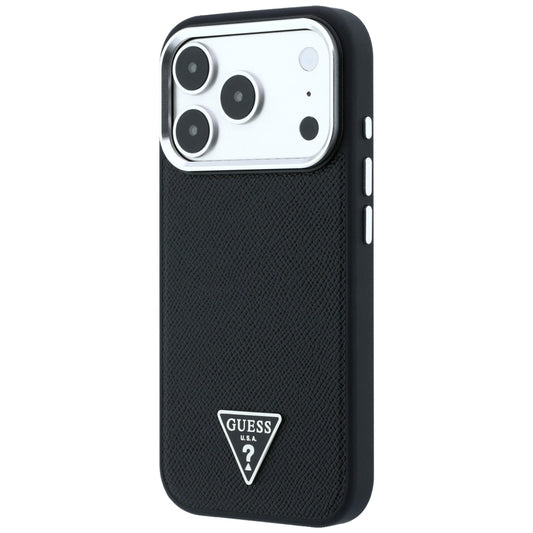 MagSafe-Hülle für Apple iPhone 18 Pro / 17 Pro, Guess, Geprägtes Dreieck-Logo, Schwarz