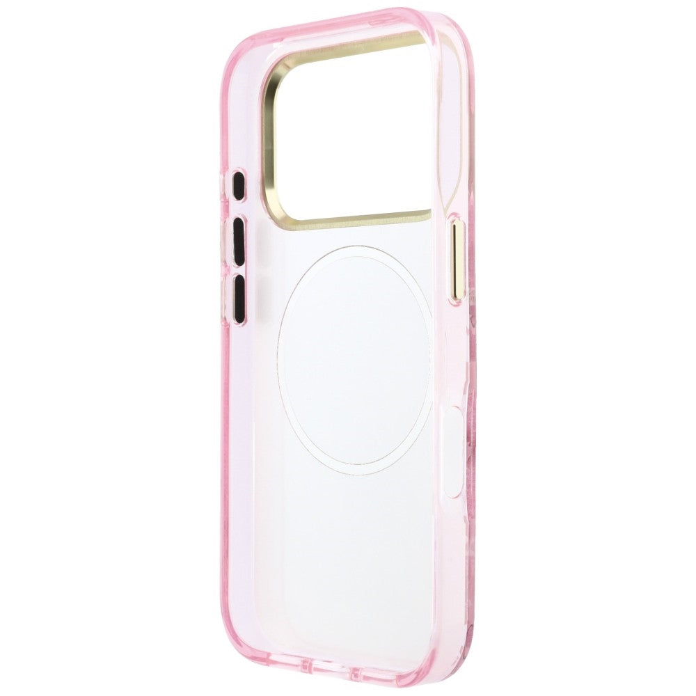 MagSafe-Hülle für Apple iPhone 18 Pro / 17 Pro, Guess, IML Glitter Blossom Roses, Rosa