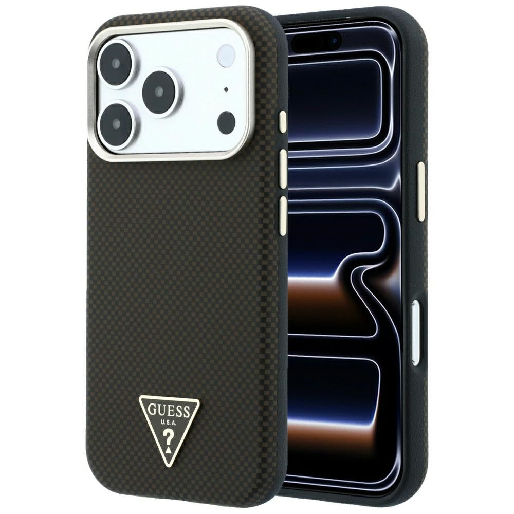 MagSafe Case for Apple iPhone 18 Pro / 17 Pro, Guess, Kevlar Triangle Logo, Brown