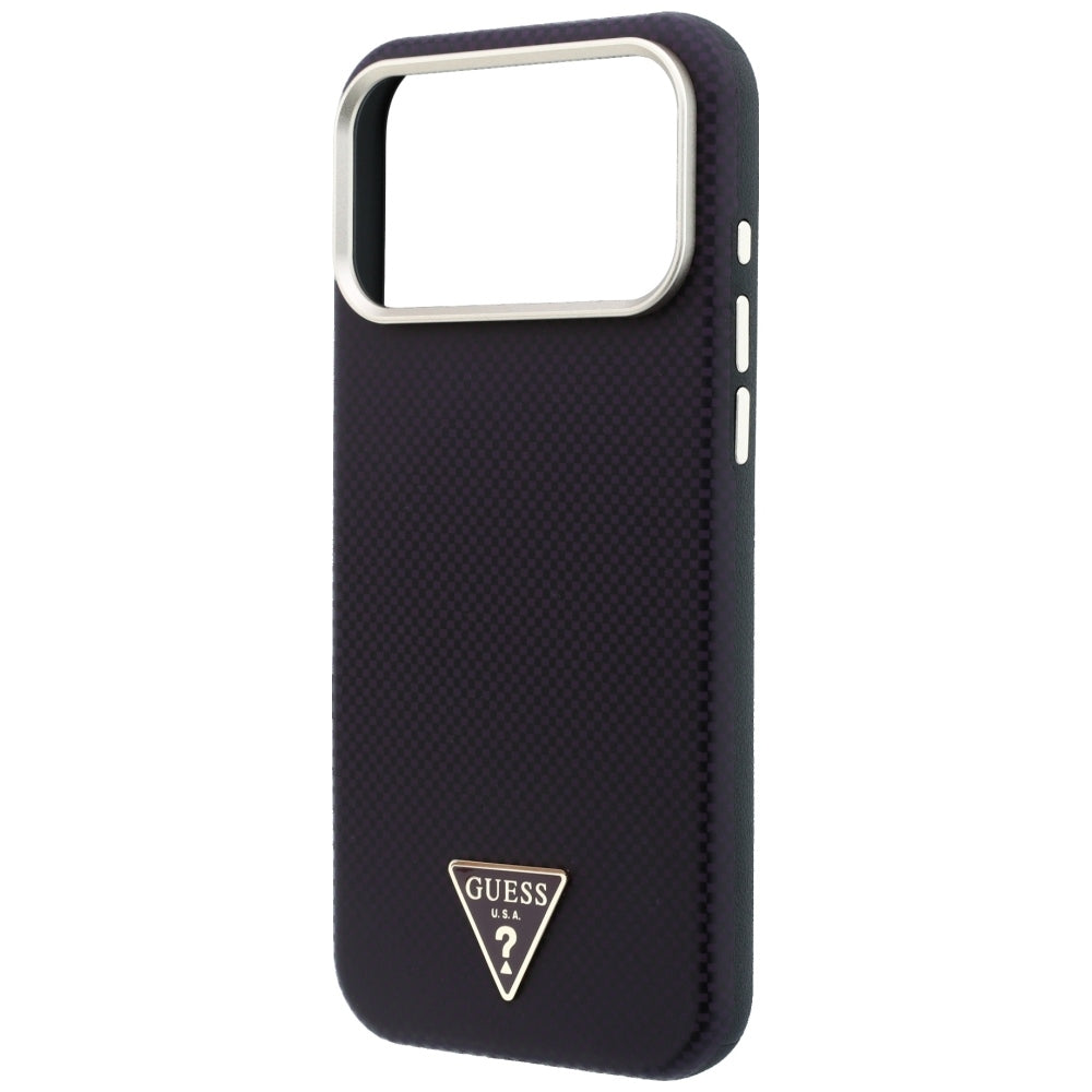 Custodia MagSafe per Apple iPhone 18 Pro / 17 Pro, Guess, Logo Triangolo Kevlar, Vinaccia