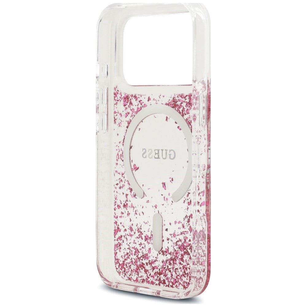 MagSafe Case for Apple iPhone 18 Pro / 17 Pro, Guess, Resin Bottom Glitter, Pink
