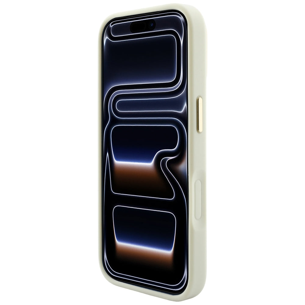 Coque MagSafe pour Apple iPhone 18 Pro / 17 Pro, Guess, Saffiano Peony Ring, beige