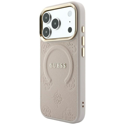 MagSafe-Hülle für Apple iPhone 18 Pro / 17 Pro, Guess, Saffiano Peony Ring, Rosa