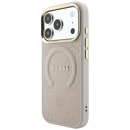 MagSafe-Hülle für Apple iPhone 18 Pro / 17 Pro, Guess, Saffiano Peony Ring, Rosa
