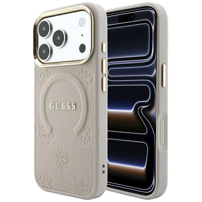 MagSafe-Hülle für Apple iPhone 18 Pro / 17 Pro, Guess, Saffiano Peony Ring, Rosa