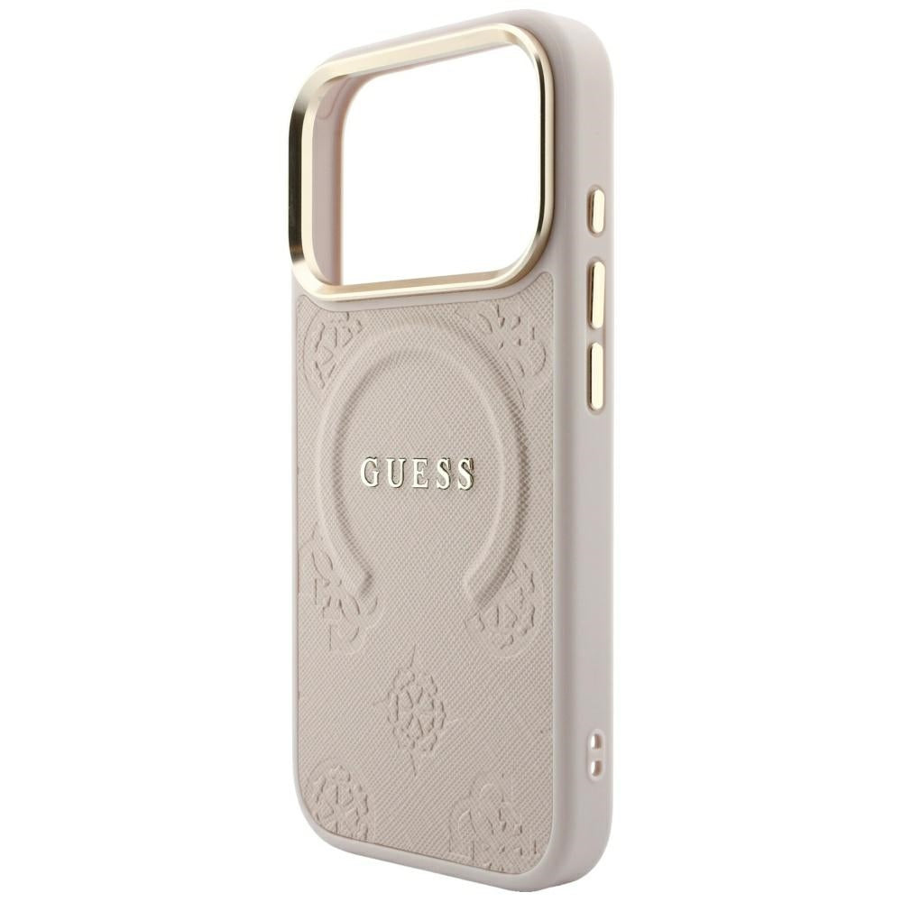 MagSafe-Hülle für Apple iPhone 18 Pro / 17 Pro, Guess, Saffiano Peony Ring, Rosa