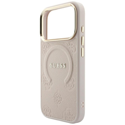 MagSafe-Hülle für Apple iPhone 18 Pro / 17 Pro, Guess, Saffiano Peony Ring, Rosa