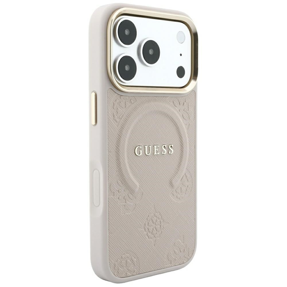 MagSafe-Hülle für Apple iPhone 18 Pro / 17 Pro, Guess, Saffiano Peony Ring, Rosa
