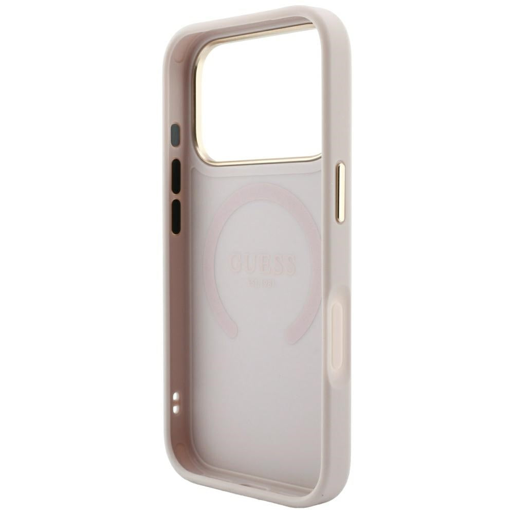 MagSafe-Hülle für Apple iPhone 18 Pro / 17 Pro, Guess, Saffiano Peony Ring, Rosa
