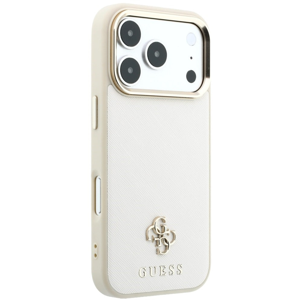 MagSafe-Hülle für Apple iPhone 18 Pro / 17 Pro, Guess, Saffiano Small 4G Classic, Beige