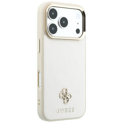 MagSafe-Hülle für Apple iPhone 18 Pro / 17 Pro, Guess, Saffiano Small 4G Classic, Beige