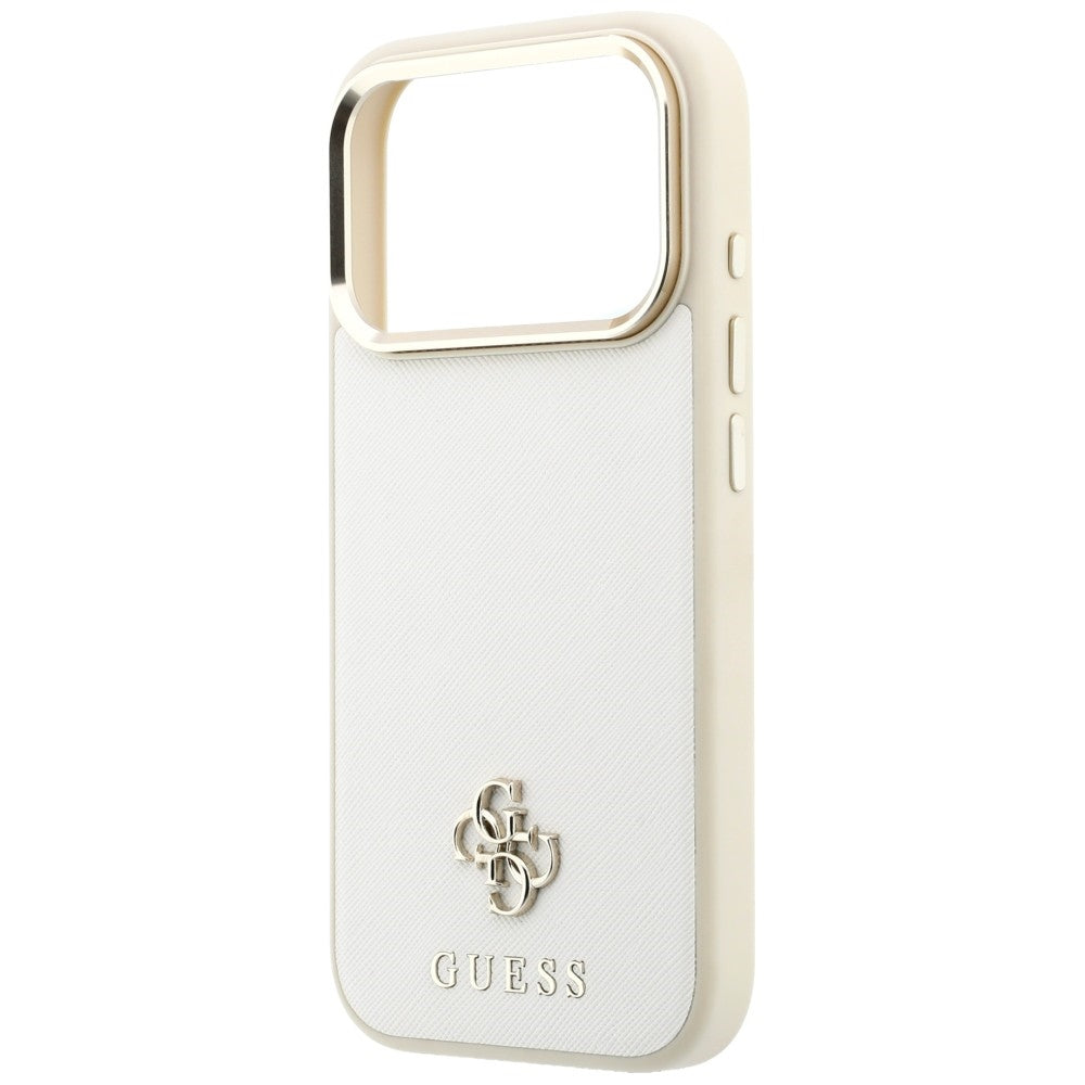 MagSafe-Hülle für Apple iPhone 18 Pro / 17 Pro, Guess, Saffiano Small 4G Classic, Beige