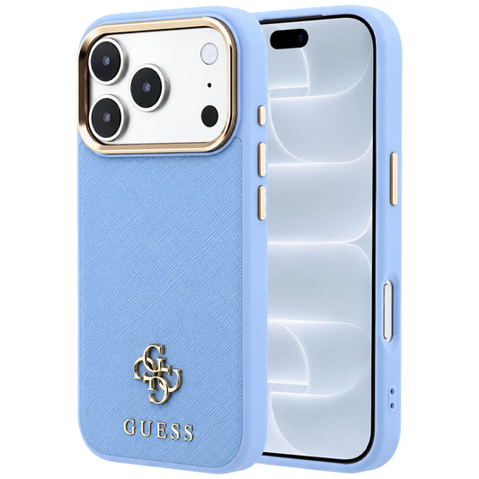 Custodia MagSafe per Apple iPhone 18 Pro / 17 Pro, Guess, Saffiano Small 4G Classic, Bleu