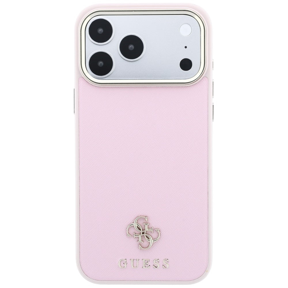 Custodia MagSafe per Apple iPhone 18 Pro / 17 Pro, Guess, Saffiano Small 4G Classic, Rosa