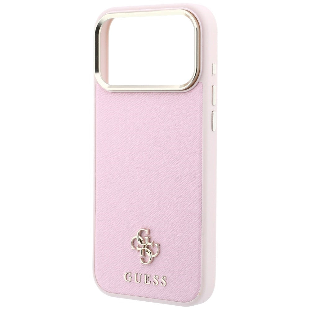 Custodia MagSafe per Apple iPhone 18 Pro / 17 Pro, Guess, Saffiano Small 4G Classic, Rosa