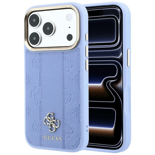 Custodia MagSafe per Apple iPhone 18 Pro / 17 Pro, Guess, Stripe Peony 4G, Blu