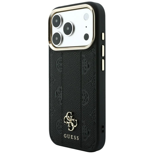 Custodia MagSafe per Apple iPhone 18 Pro / 17 Pro, Guess, Stripe Peony 4G, Nera
