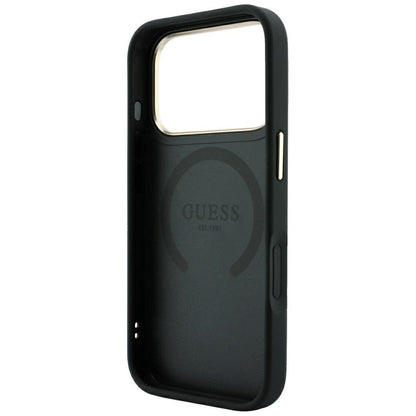 Coque MagSafe pour Apple iPhone 18 Pro / 17 Pro, Guess, Stripe Peony 4G, Noire
