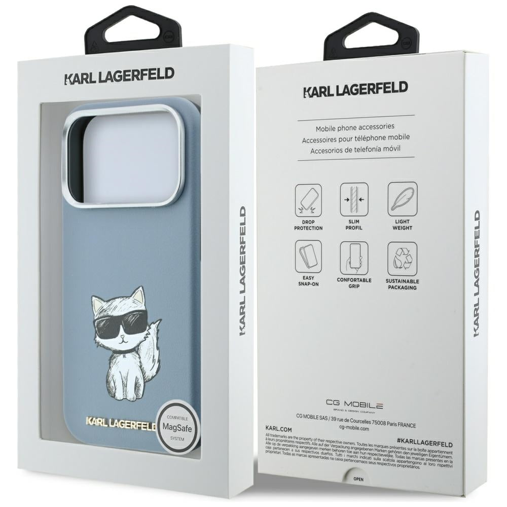 Custodia MagSafe per Apple iPhone 18 Pro / 17 Pro, Karl Lagerfeld, Choupette Sketch, Bleu