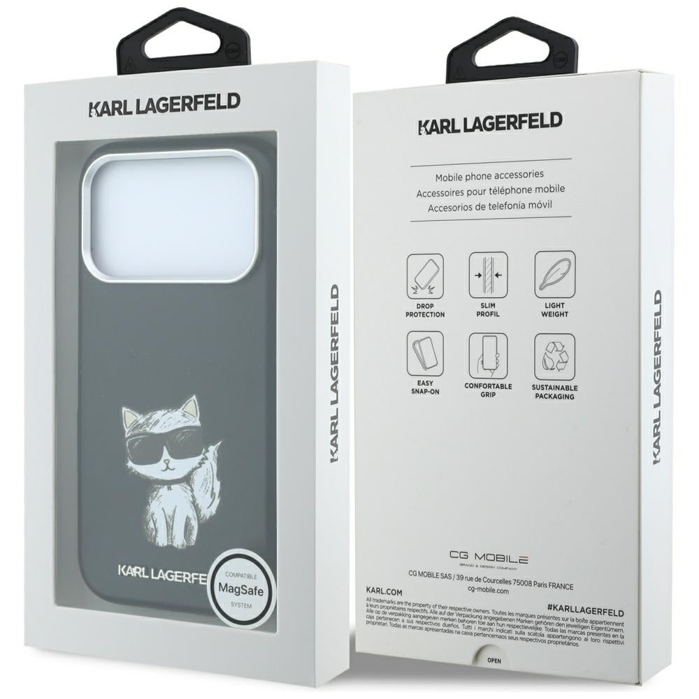 Custodia MagSafe per Apple iPhone 18 Pro / 17 Pro, Karl Lagerfeld, Choupette Sketch, Nera