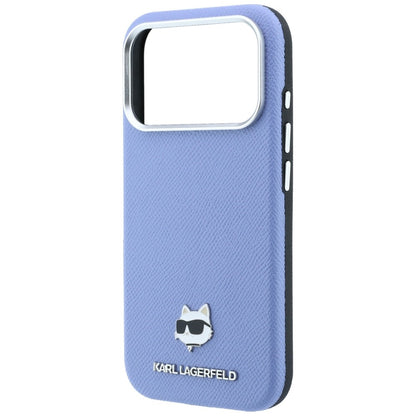 Coque MagSafe pour Apple iPhone 18 Pro / 17 Pro, Karl Lagerfeld, Grained Choupette Head, Bleu