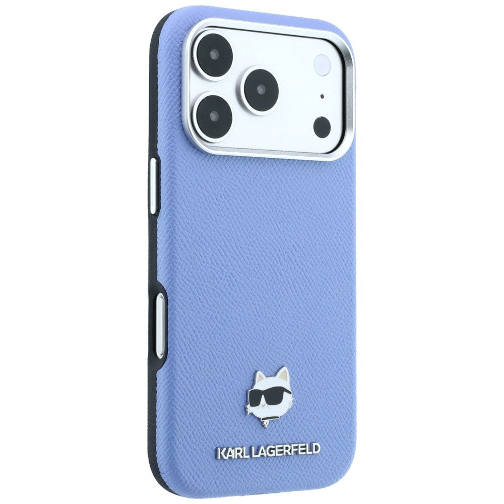 Coque MagSafe pour Apple iPhone 18 Pro / 17 Pro, Karl Lagerfeld, Grained Choupette Head, Bleu