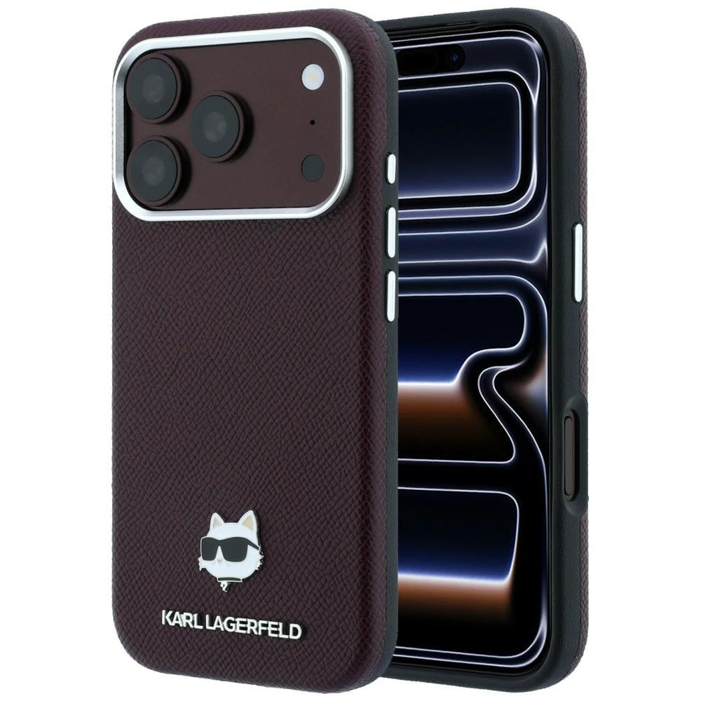 Custodia MagSafe per Apple iPhone 18 Pro / 17 Pro, Karl Lagerfeld, Grained Choupette Head, Vinaccia