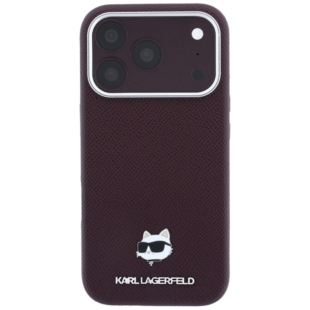 Custodia MagSafe per Apple iPhone 18 Pro / 17 Pro, Karl Lagerfeld, Grained Choupette Head, Vinaccia