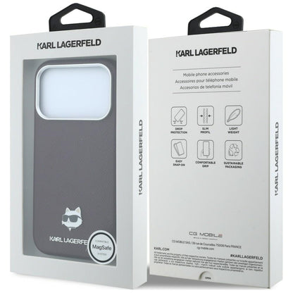 Custodia MagSafe per Apple iPhone 18 Pro / 17 Pro, Karl Lagerfeld, Grained Choupette Head, Vinaccia