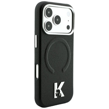 Custodia MagSafe per Apple iPhone 18 Pro / 17 Pro, Karl Lagerfeld, Grained Embossed Ring, Nera