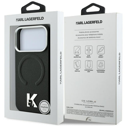 Custodia MagSafe per Apple iPhone 18 Pro / 17 Pro, Karl Lagerfeld, Grained Embossed Ring, Nera