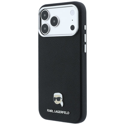 Custodia MagSafe per Apple iPhone 18 Pro / 17 Pro, Karl Lagerfeld, Metallo Testa Karl Grana, Nera