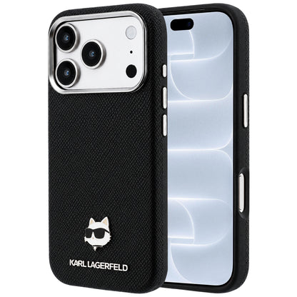 Custodia MagSafe per Apple iPhone 18 Pro / 17 Pro, Karl Lagerfeld, Metallo Testa Karl Grana, Nera