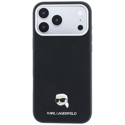 Custodia MagSafe per Apple iPhone 18 Pro / 17 Pro, Karl Lagerfeld, Metallo Testa Karl Grana, Nera