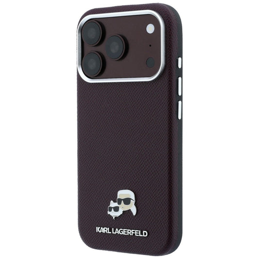 MagSafe-Hülle für Apple iPhone 18 Pro / 17 Pro, Karl Lagerfeld, Grained KC Heads, Weinrot