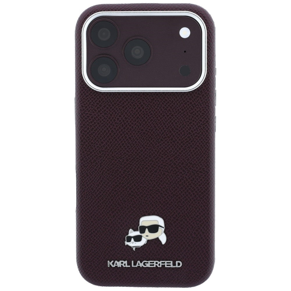 Custodia MagSafe per Apple iPhone 18 Pro / 17 Pro, Karl Lagerfeld, Grained KC Heads, Vinaccia