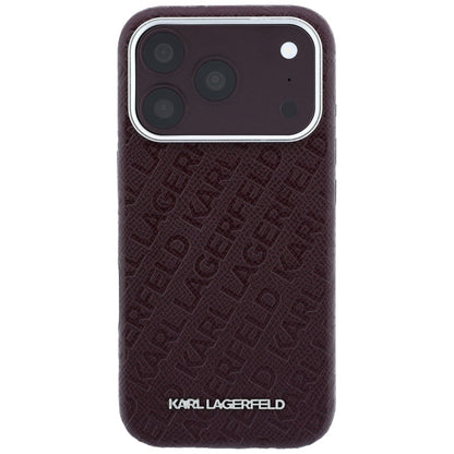 Custodia MagSafe per Apple iPhone 18 Pro / 17 Pro, Karl Lagerfeld, Logo in Metallo Granulato, Vinaccia